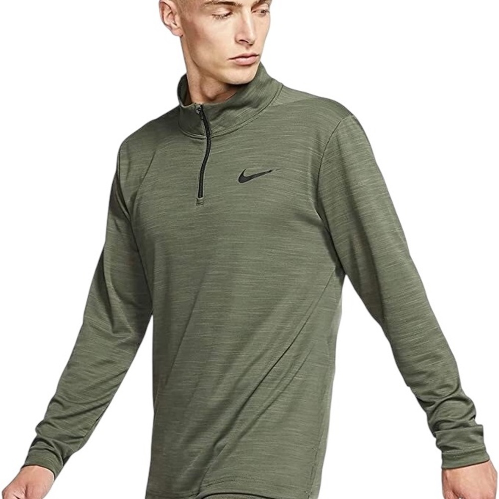 Nike Men's Olive Quarter-Zip Performance Jacket Size XL